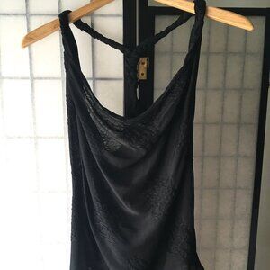 Eddie Rodriguez Braided Racer-Back Black Casual Top Size XS  